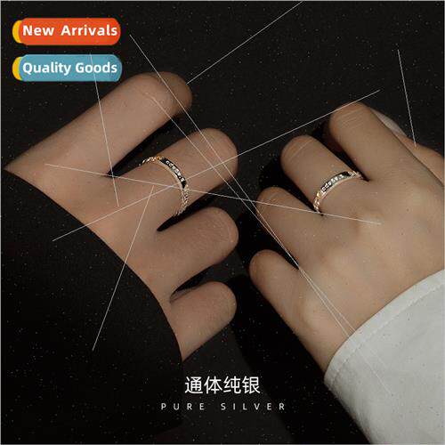 S925 lver Pair Ring Couple Ring Minimalist che Open Adjustab