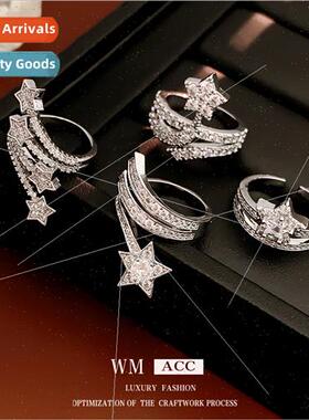 Plated zirconia star open ring niche fashion index finger ri