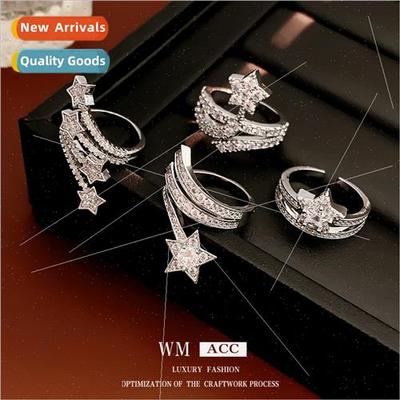 Plated zirconia star open ring niche fashion index finger ri
