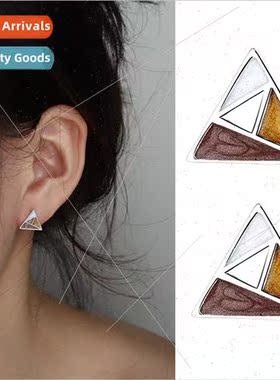 Color splicing triangle earrings female Korea earrings daily