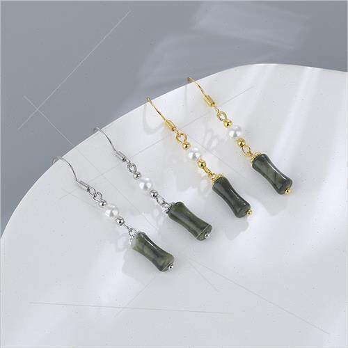 Bamboo earrings female niche bamboo enough earrings jade pea