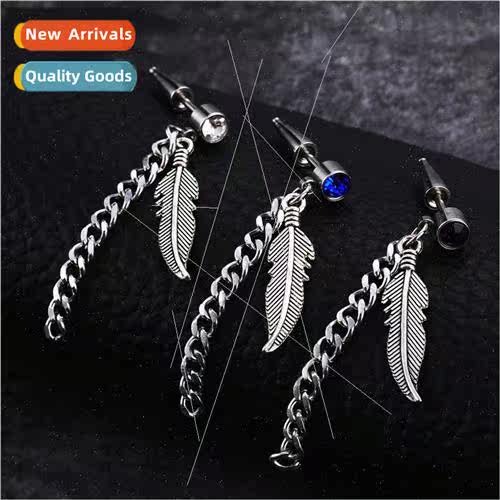 ghtclub chain wing earrings tanium steel tide men tassel ear