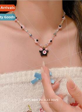 Colorful ttle Monster Crystal Necklace che Lockbone Chain Se