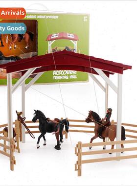 Children static simulation horse barn fence riding workers h