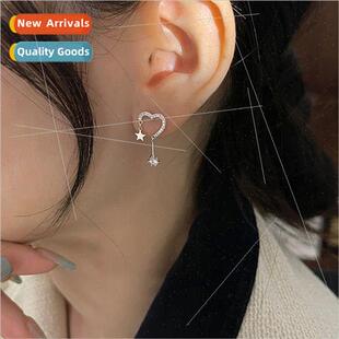 Star tassel love earrings tide Korea exquise full diamond zi
