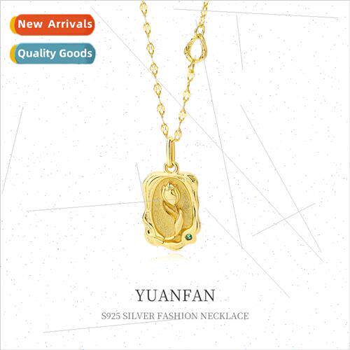 925 silver vintage embossed tulip necklace women ins French