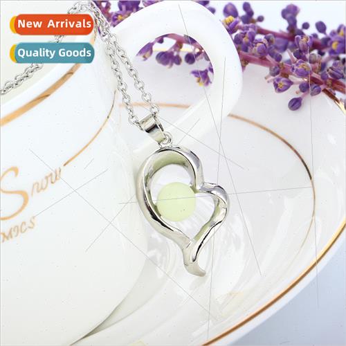 Glow-in-the-dark Beaded Heart Holiday  Necklace