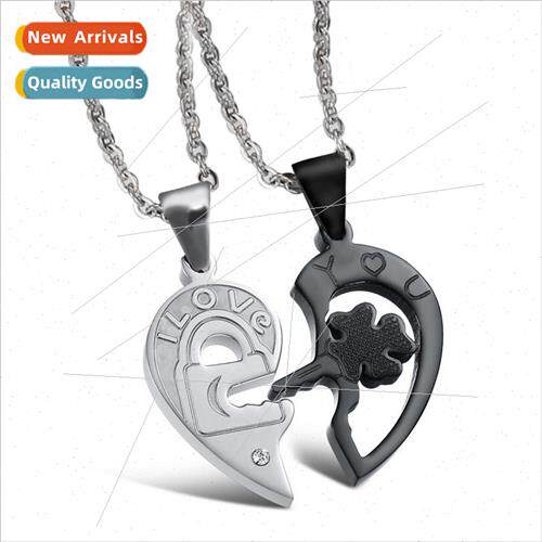 Couple Necklace ILOVEYOU Love Key Splicable Black Whe Matchi