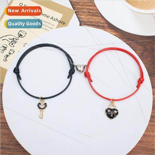2023 Europe New mple Love Magnetic Rhinestone Key Lock Coupl
