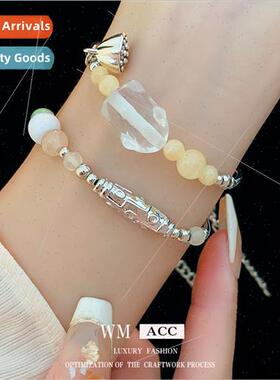 Lotus glaze bamboo round twopcs bracelet niche matching brac