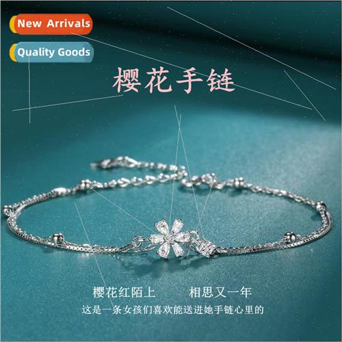 Korea flash diamond double layer cherry blossom bracelet fem