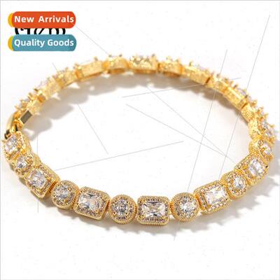 Hip Hop Men Bracelet Thick Gold Plating Square Round Mixed M