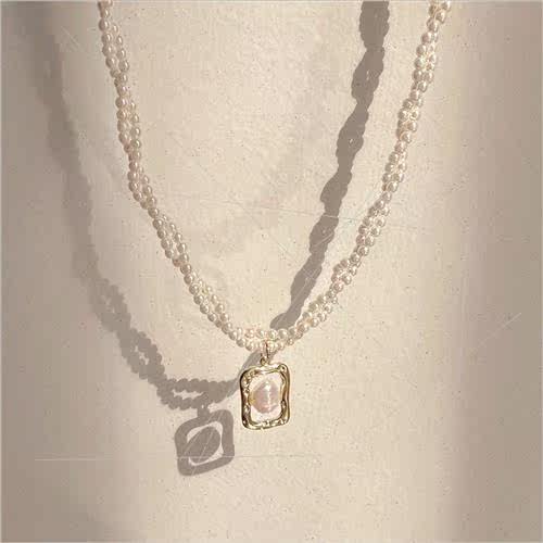 mple Double Layer Pearl Twist Necklace che Women Necklace