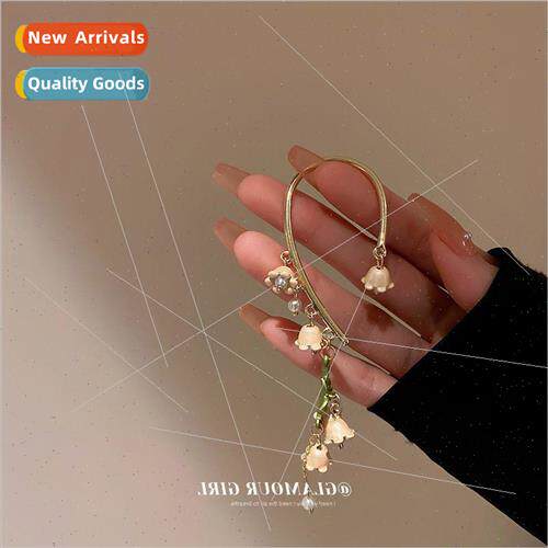 Pearl flowers tassel whout ear holes ear hanging French girl