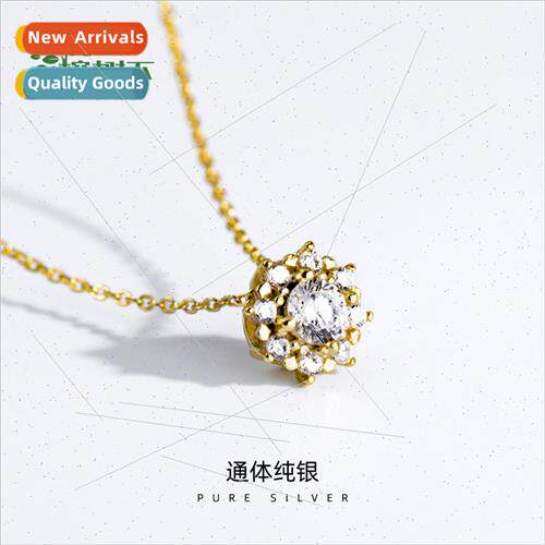 S925 silver plated small sun necklace vintage court elegant