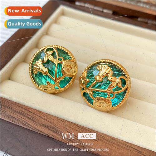 Silver Needle Flower Circle Earrings 中古小众耳环新款耳饰