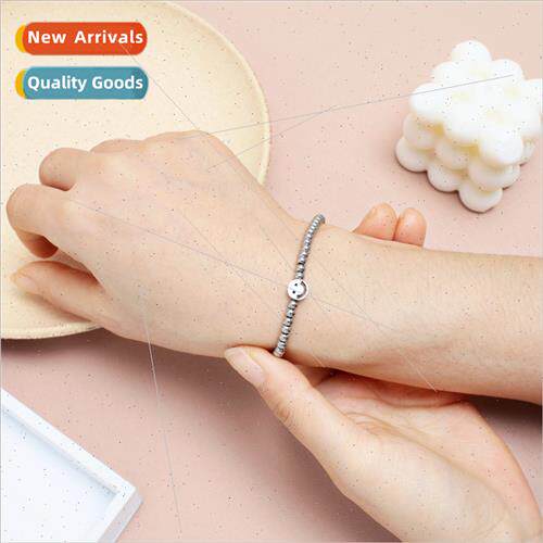 Europe new niche fashion simple tanium steel smiley beads br