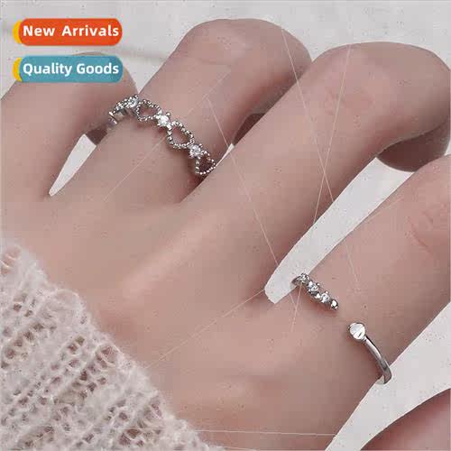 zirconia love heart open ring finger index finger ring femal