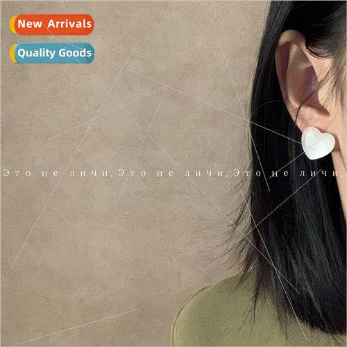 Whe cat eye stone love earrings ins Japan cute sweet simple