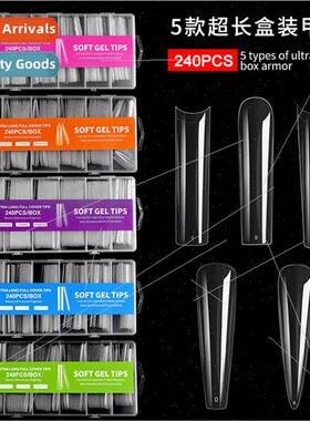 Nail art extra long water pipe nail pcs fake nail patches 24