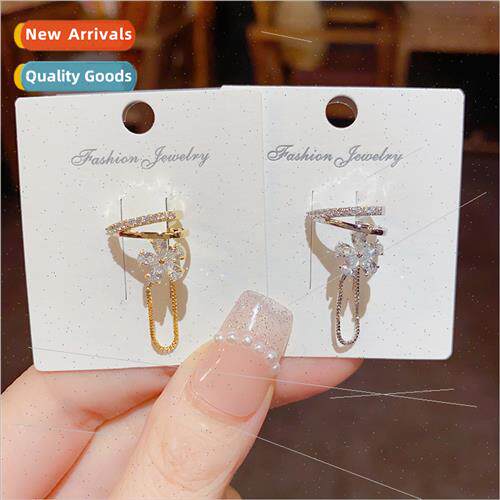Celebry zirconia flower tassel ear bone clip female fashion