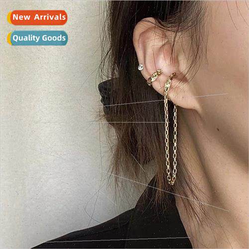 Korea simple metal asymmetric no ear hole ear bone clip ins