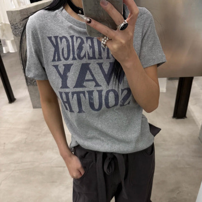 高品质 特殊棉YY HOMESICK字母印花圆领短袖T恤数字5上衣25春夏