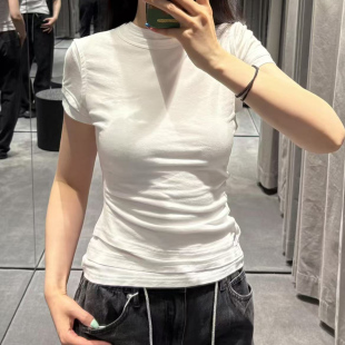 T恤26早春 显瘦正肩叠穿假两件上衣短袖 高品原定 小众辣妹风修身