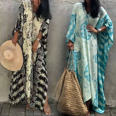 沙滩罩衫四面弹长袍宽松防晒衫