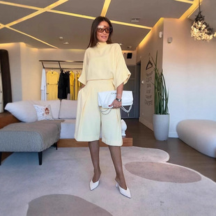 and casual shorts Solid 纯色上衣休闲高腰短裤 top 蝙蝠袖 color