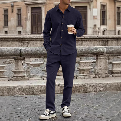 灯芯绒休闲衬衫开衫长袖长裤