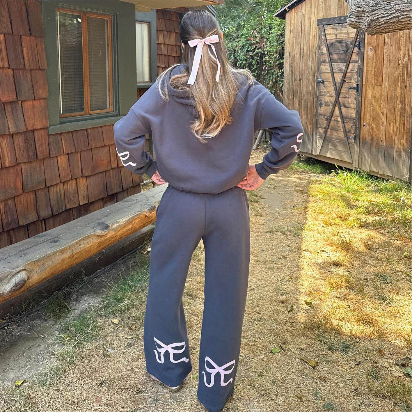 时尚运动裤休闲连帽卫衣套装女