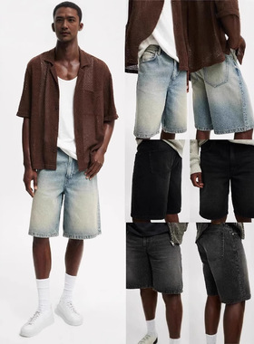 Denim shorts and baggy fives潮流男士牛仔短裤宽松中裤五分裤子