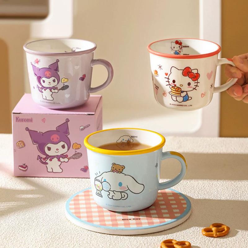 三丽鸥HelloKitty陶瓷马克杯可爱卡通酷洛米杯子带刻度牛奶手柄杯
