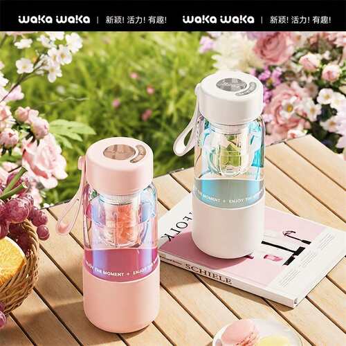 waka磁弹茶水分离泡茶杯带盖随行花茶办公室夏女士磁吸玻璃水杯子