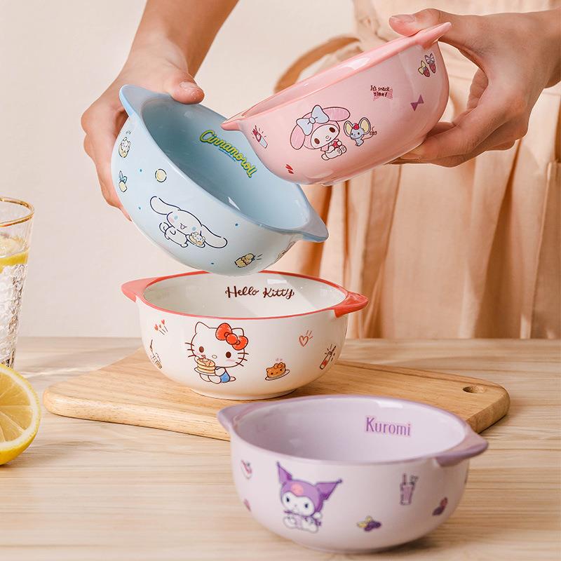 三丽鸥早餐分格盘一人食餐具套装高颜值陶瓷儿童餐盘双耳碗可家用