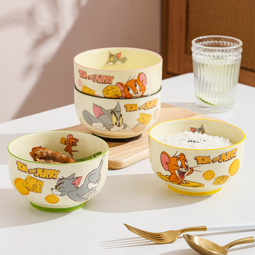 猫和老鼠联名饭碗餐具卡通面碗可爱早餐碗家用高颜值陶瓷碗汤碗