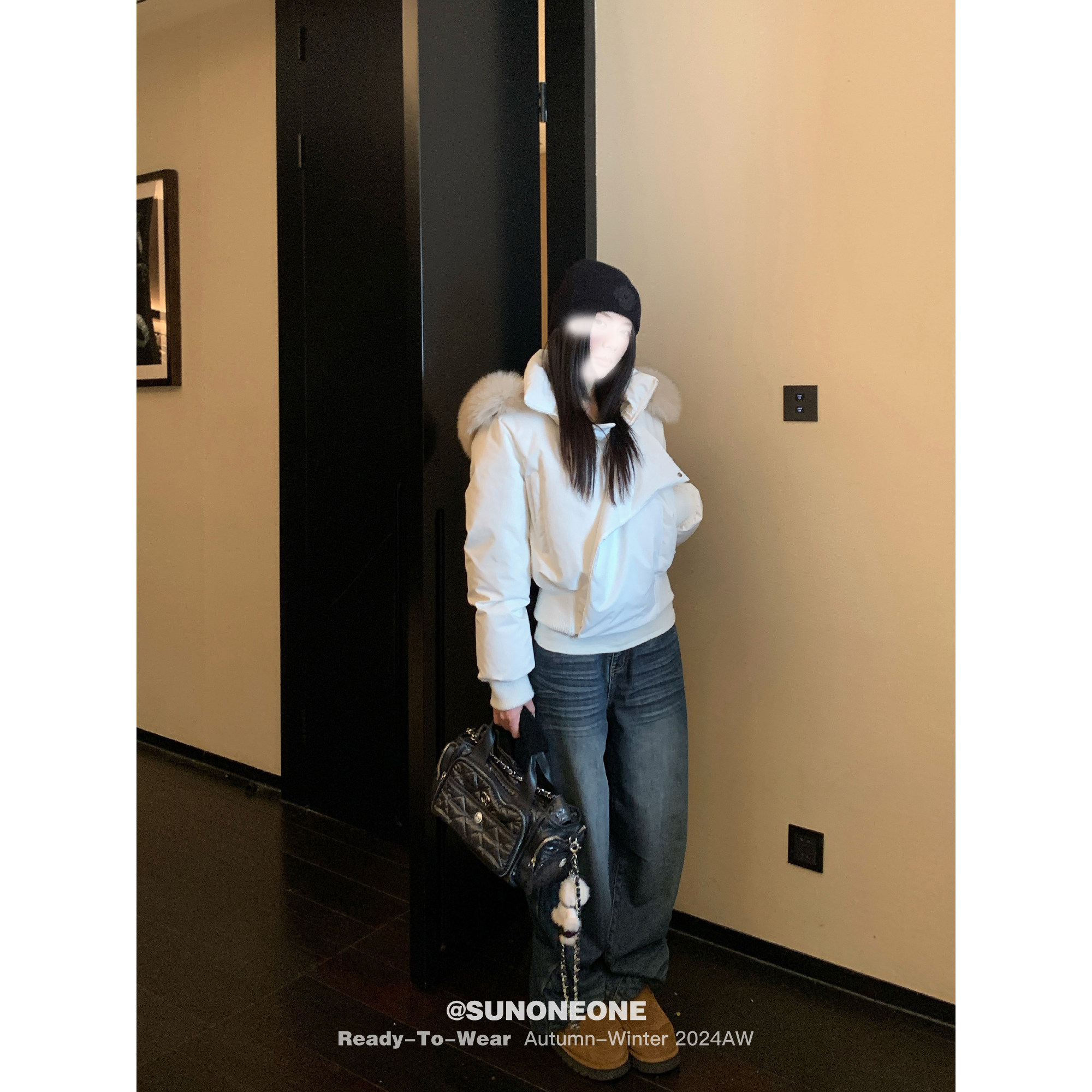 2026新款 [冰岛时分]狐狸毛领白色短款羽绒服女冬季加厚连帽外套