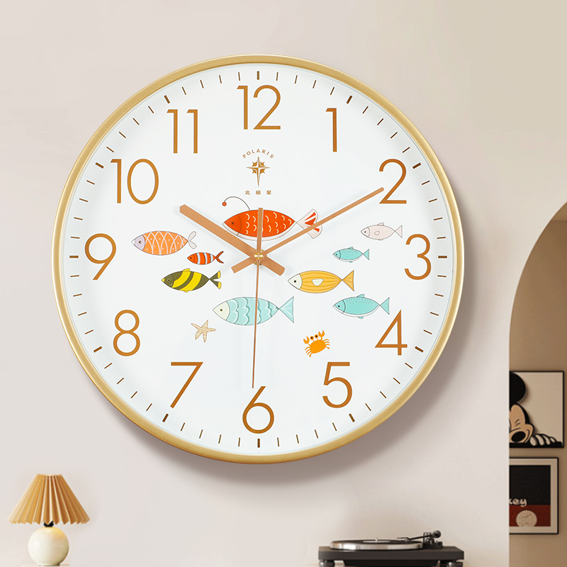 北极星北欧轻奢小清新挂钟客厅家用时尚简约现代挂墙时钟表免打孔
