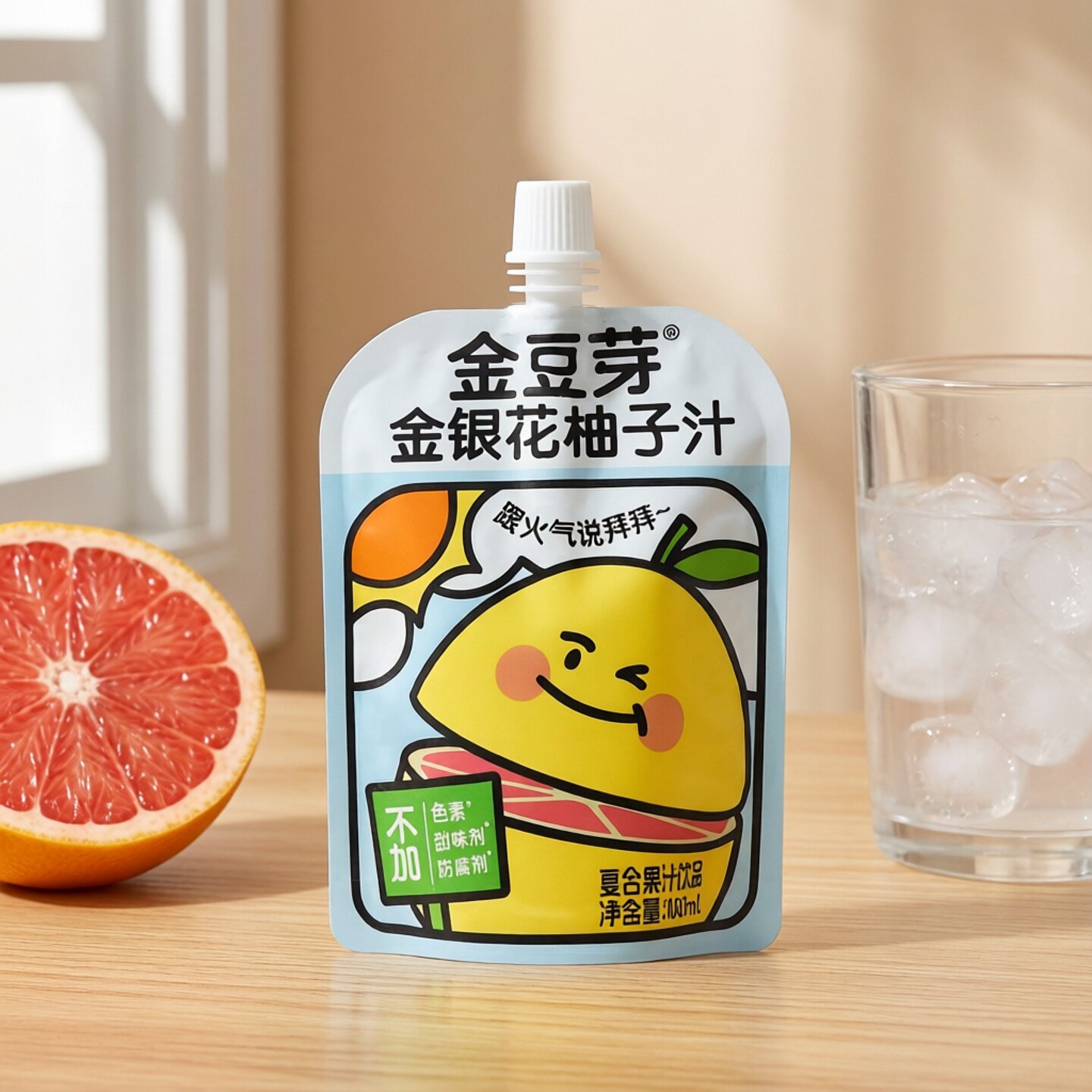 金豆芽开袋酸甜即食果汁饮料