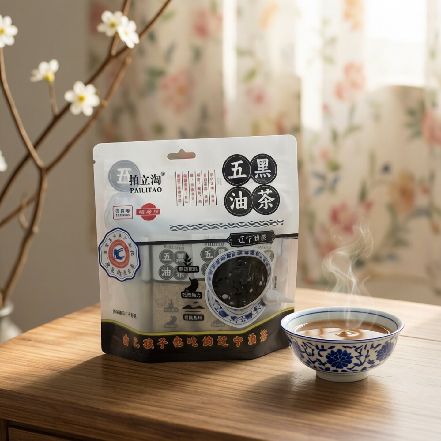 柏寿园辽宁油茶五黑五仁油茶独立装东北老式早代餐充饥芝麻糊378g