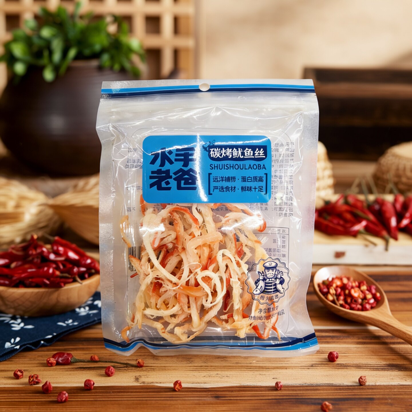 水手老爸碳烤鱿鱼丝35g办公室休闲网红追剧解馋小吃零食独立小包