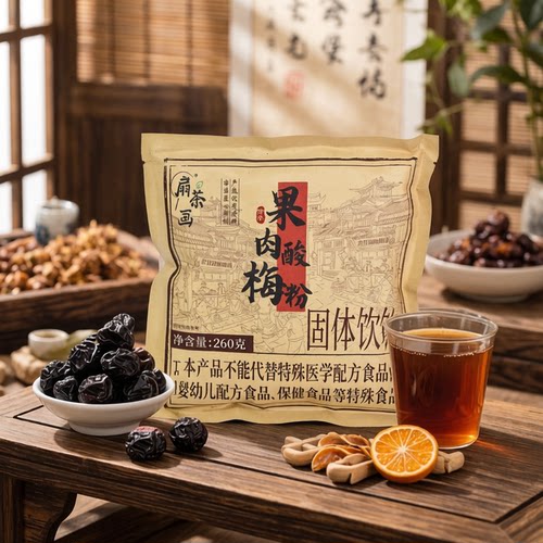 扇茶画果肉酸梅粉免煮即冲