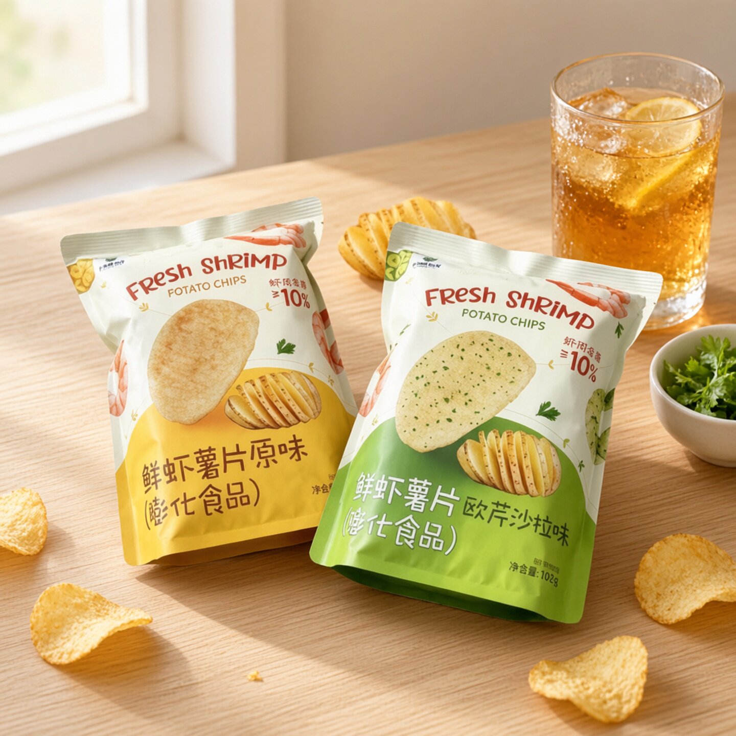 小食族队长鲜虾原味薯片102g
