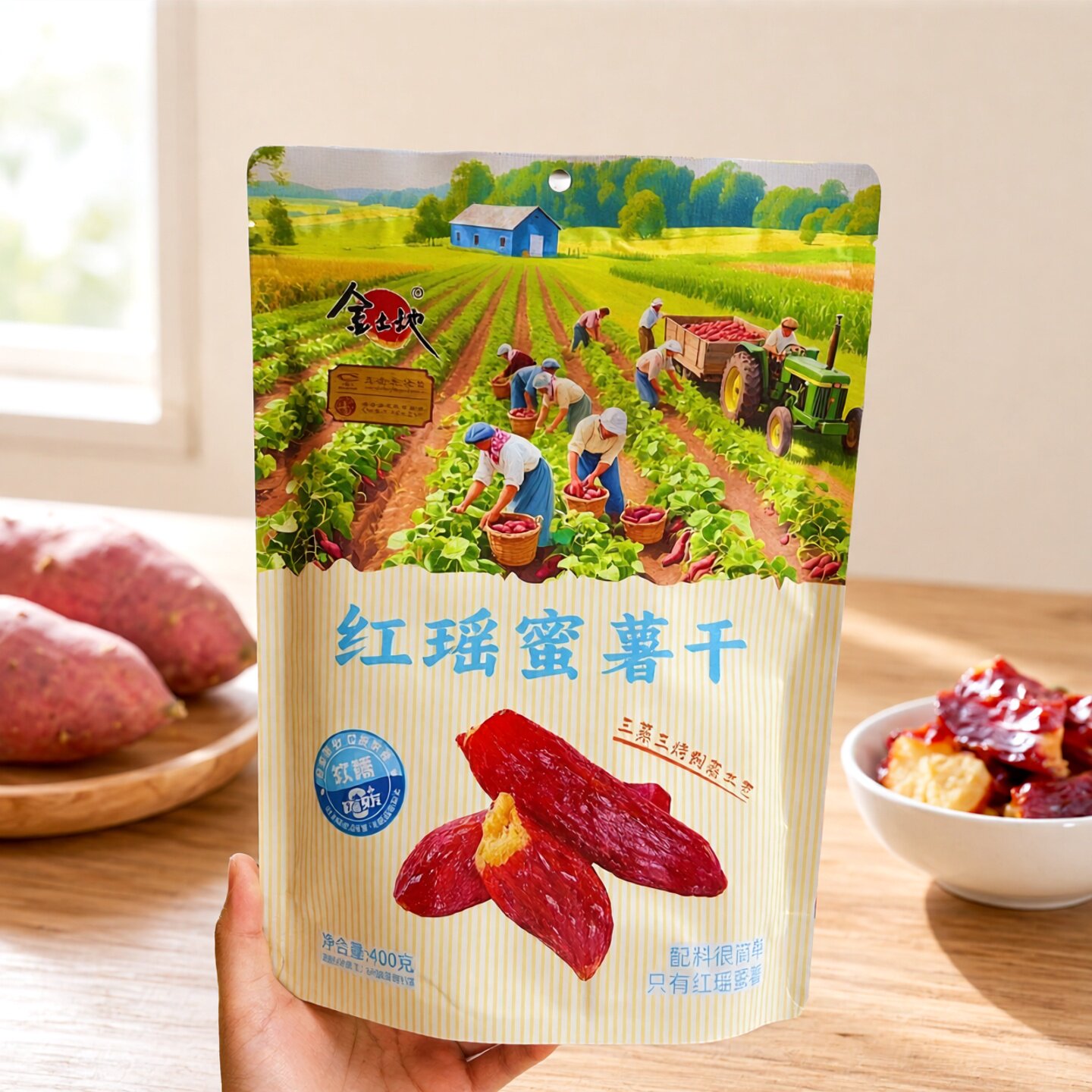 金土地带皮红瑶薯干400g独立装