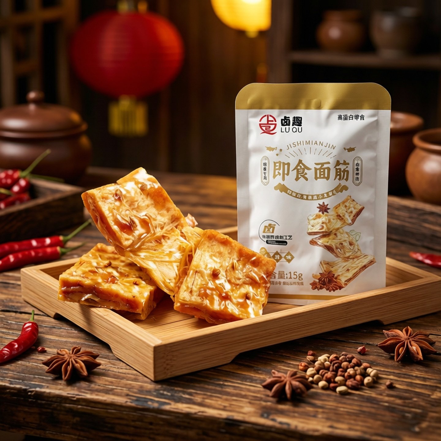 卤趣即食面筋烧烤香辣鸡汁味