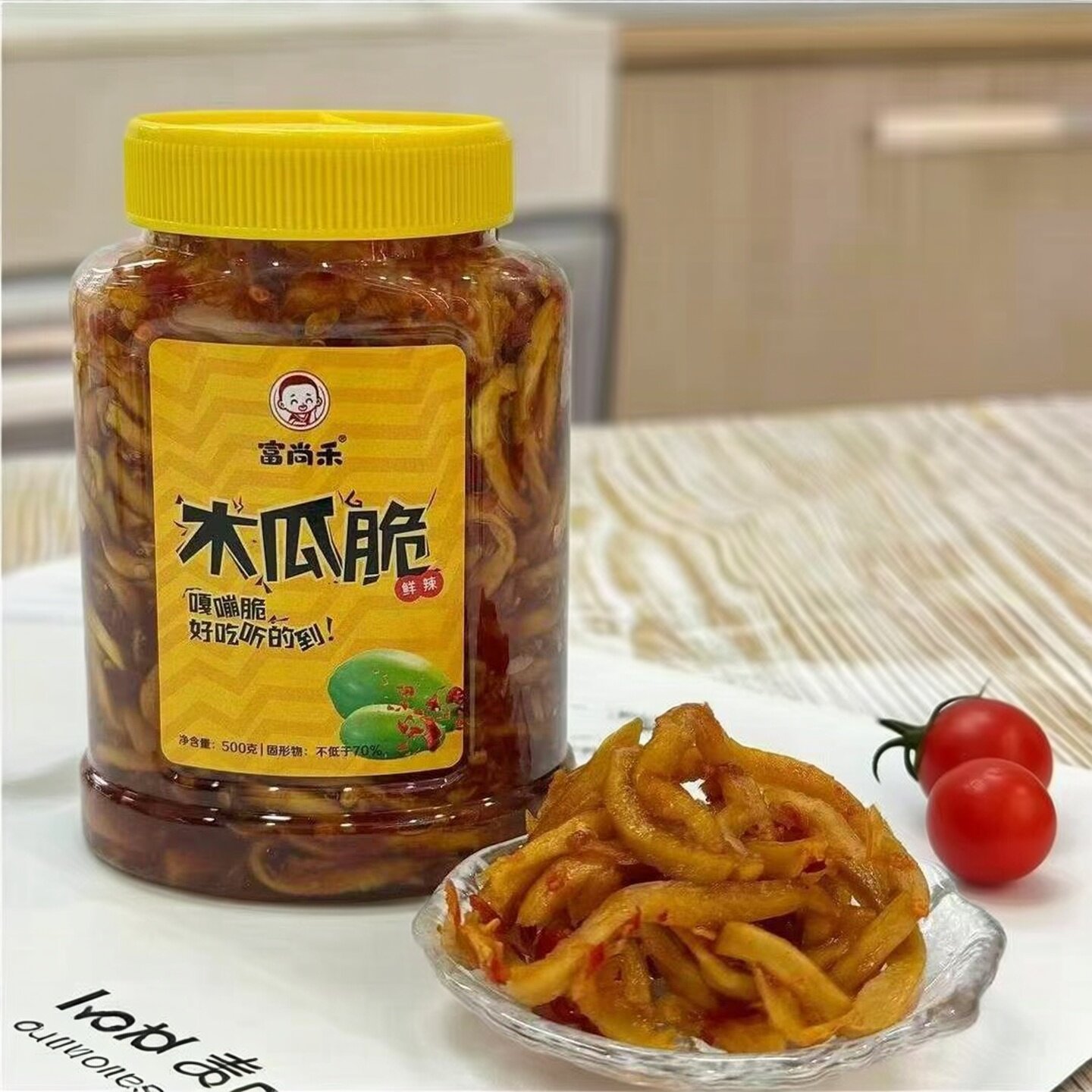 富尚禾木瓜脆香辣木瓜丝500g罐装