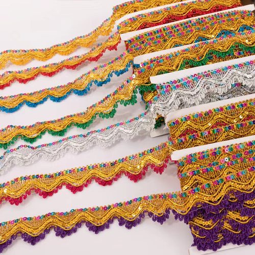 亮片彩色每包约9米布边配饰