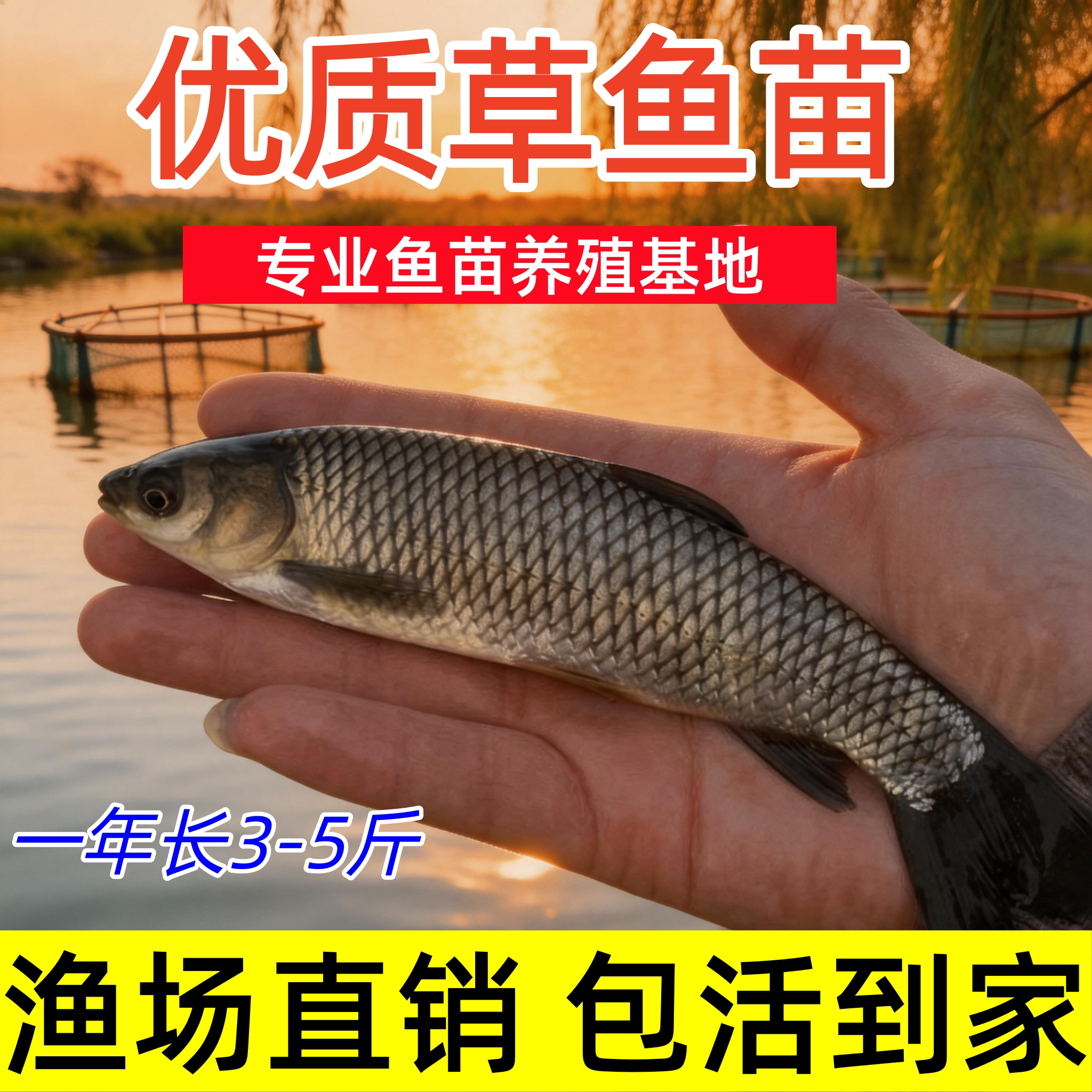 优质草鱼苗活体淡水鱼特大草鱼苗专业养殖基地直销包活到家