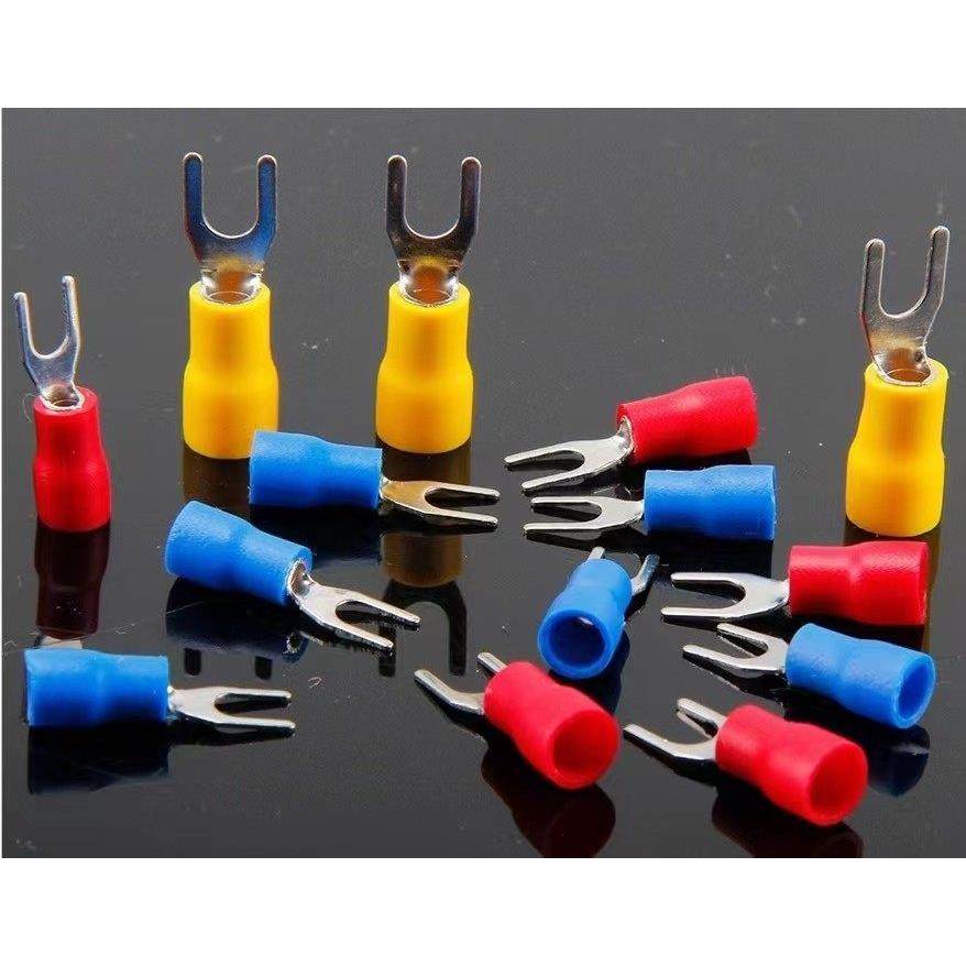 SV1.25-3接线端子叉型端子U型端子冷压端子带护套绝缘端子线鼻子,电子元器件市场,连接器,淘宝优惠券,粉丝福利购,淘宝优惠卷